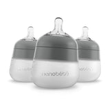 Nanobébé US Grey / 5 oz. / 3-Pack Flexy Silicone Baby Bottle - 5oz
