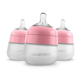 Nanobébé US Pink / 5 oz. / 3-Pack Flexy Silicone Baby Bottle - 5oz